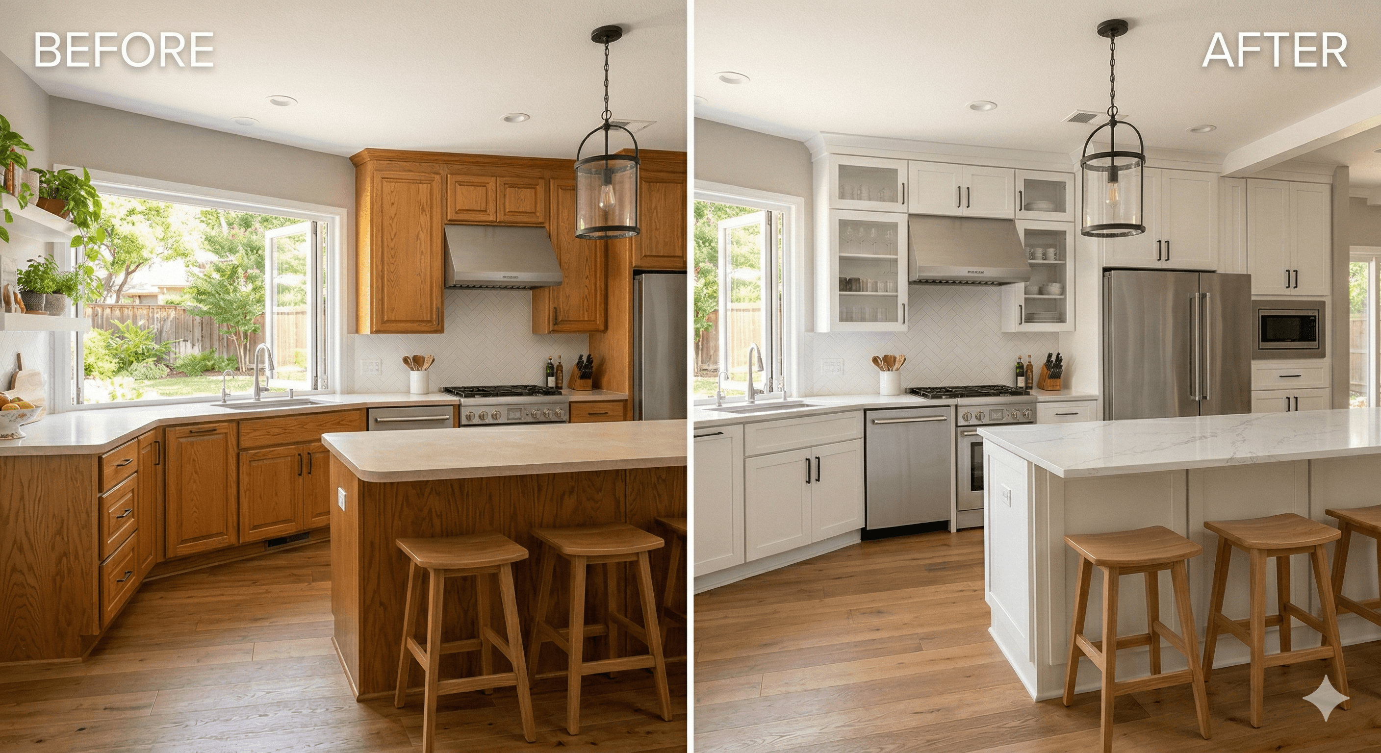 Before and after kitchen refresh at the $15k–$25k price range in McKinney TX
