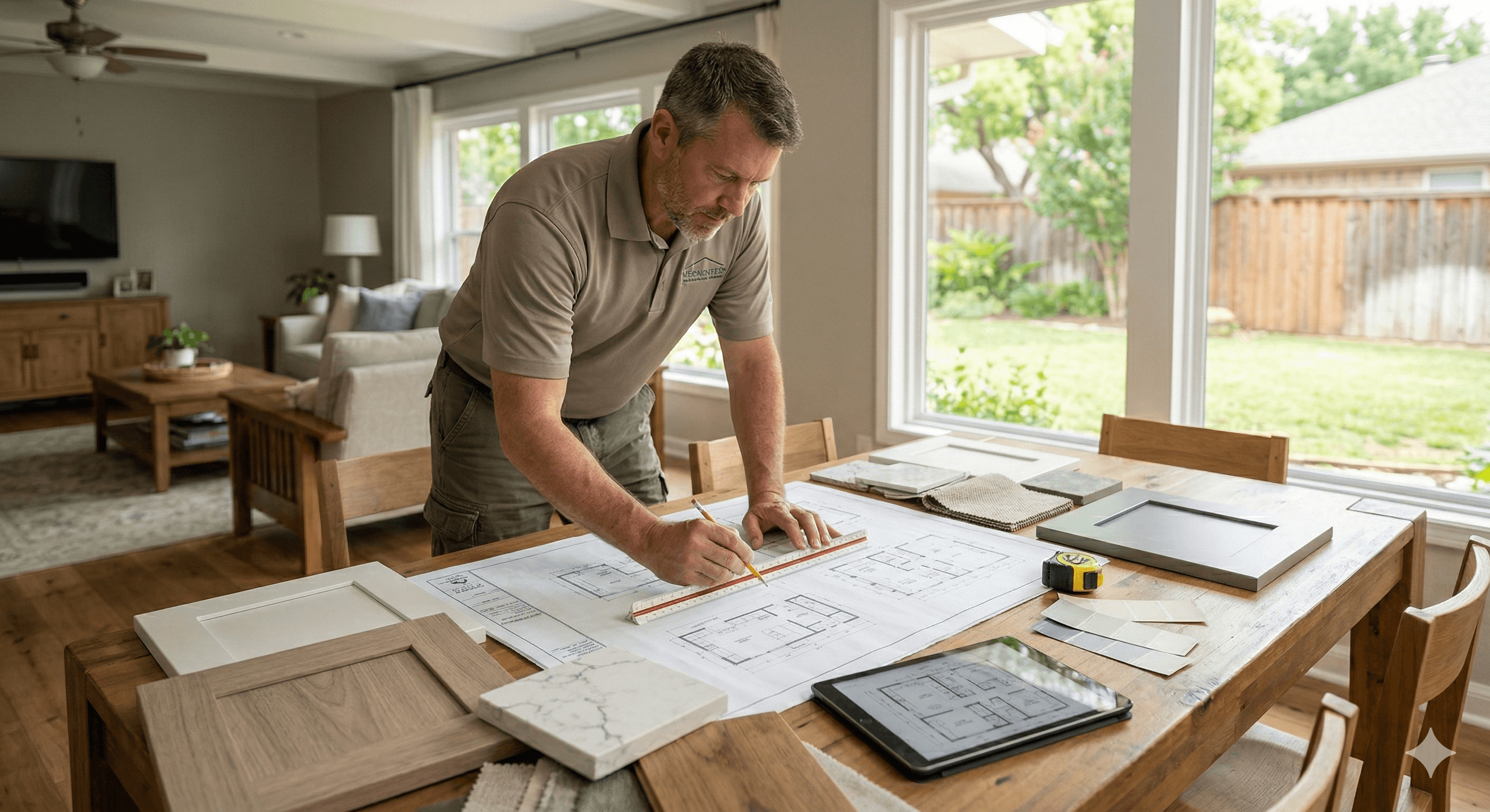 Kitchen remodel planning and design consultation - McKinney TX contractor reviewing layout changes